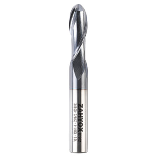B3802 Upcut Ball End Mill - 2 Flutes - 3/8 Dia - 3/8 Shank - 1-1/8 LOC - 3 OAL - R3/16