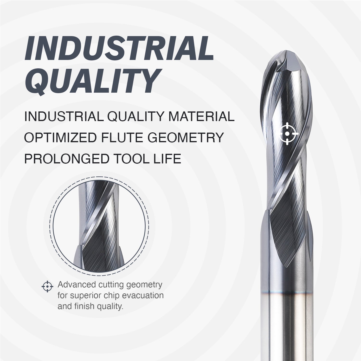 B3802 Upcut Ball End Mill - 2 Flutes - 3/8 Dia - 3/8 Shank - 1-1/8 LOC - 3 OAL - R3/16 - Zahyox