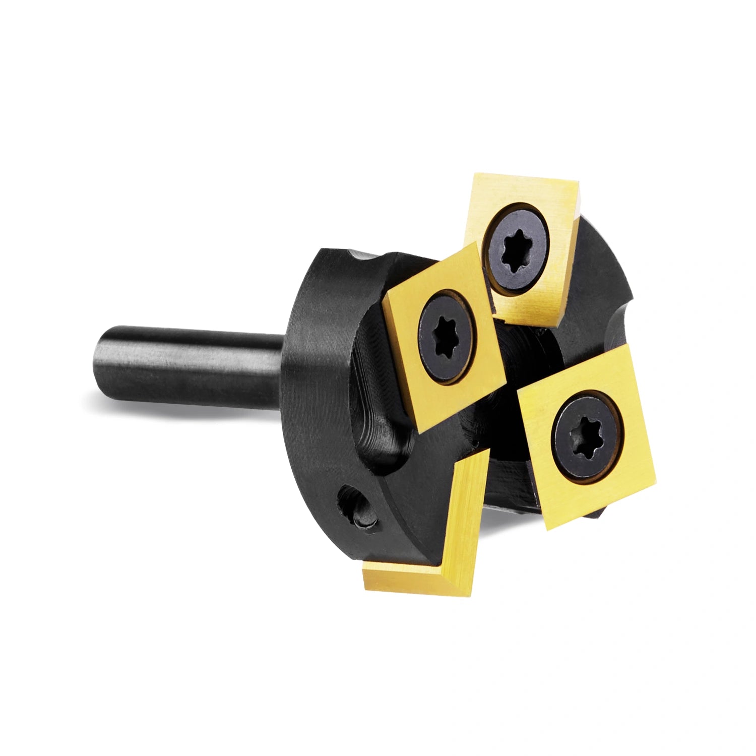 CNC Spoilboard Surfacing Bit, 1/4" Shank, 4 Wings, 1-3/8" Cutting Dia, TiN Coated Insert Carbide Slab Flattening Router Bit - C1402T - Zahyox