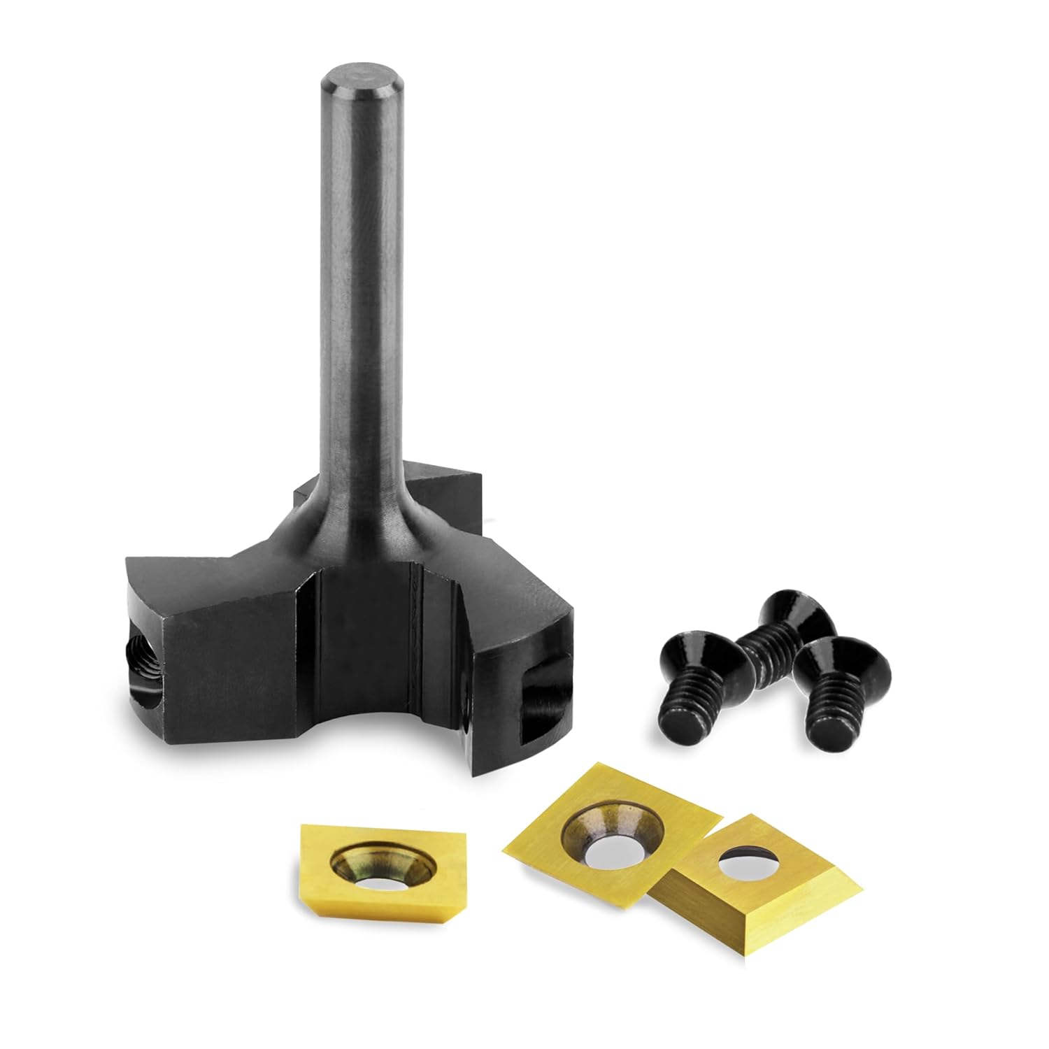 CNC Spoilboard Surfacing Bit, 1/4" Shank, 1-1/2" Cutting Dia, 3 Wings, Coated Insert Carbide Slab Flattening Router Bit - C1401T - Zahyox
