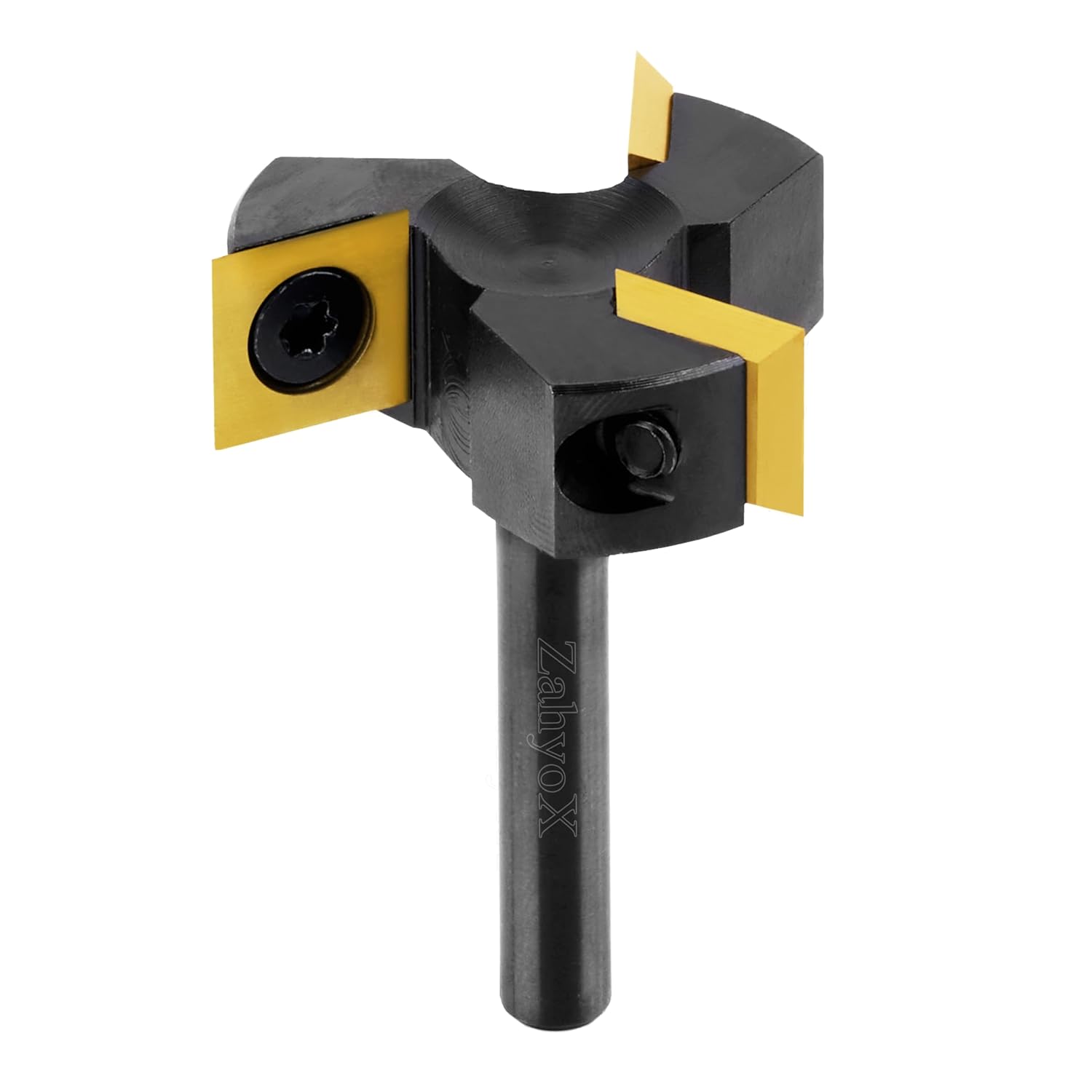 CNC Spoilboard Surfacing Bit, 1/4" Shank, 1-1/2" Cutting Dia, 3 Wings, Coated Insert Carbide Slab Flattening Router Bit - C1401T - Zahyox