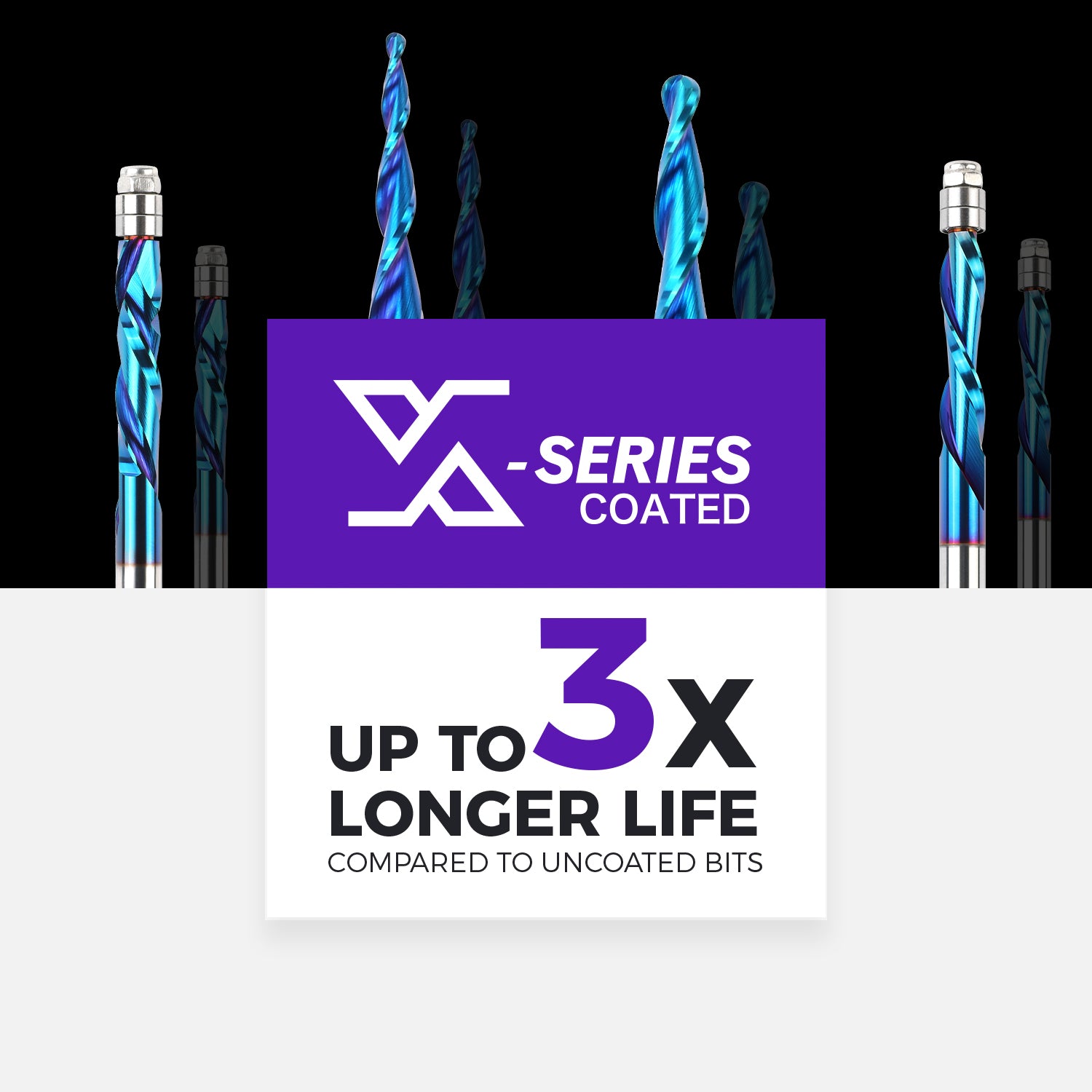 E1403 2D and 3D Carving nACo Coated Upcut Tapered Ball Nose Bit - 3° - 1/16 Radius - 1/4 SD - 1/4~1/16 CD - 3 OL - 1 CL - Zahyox