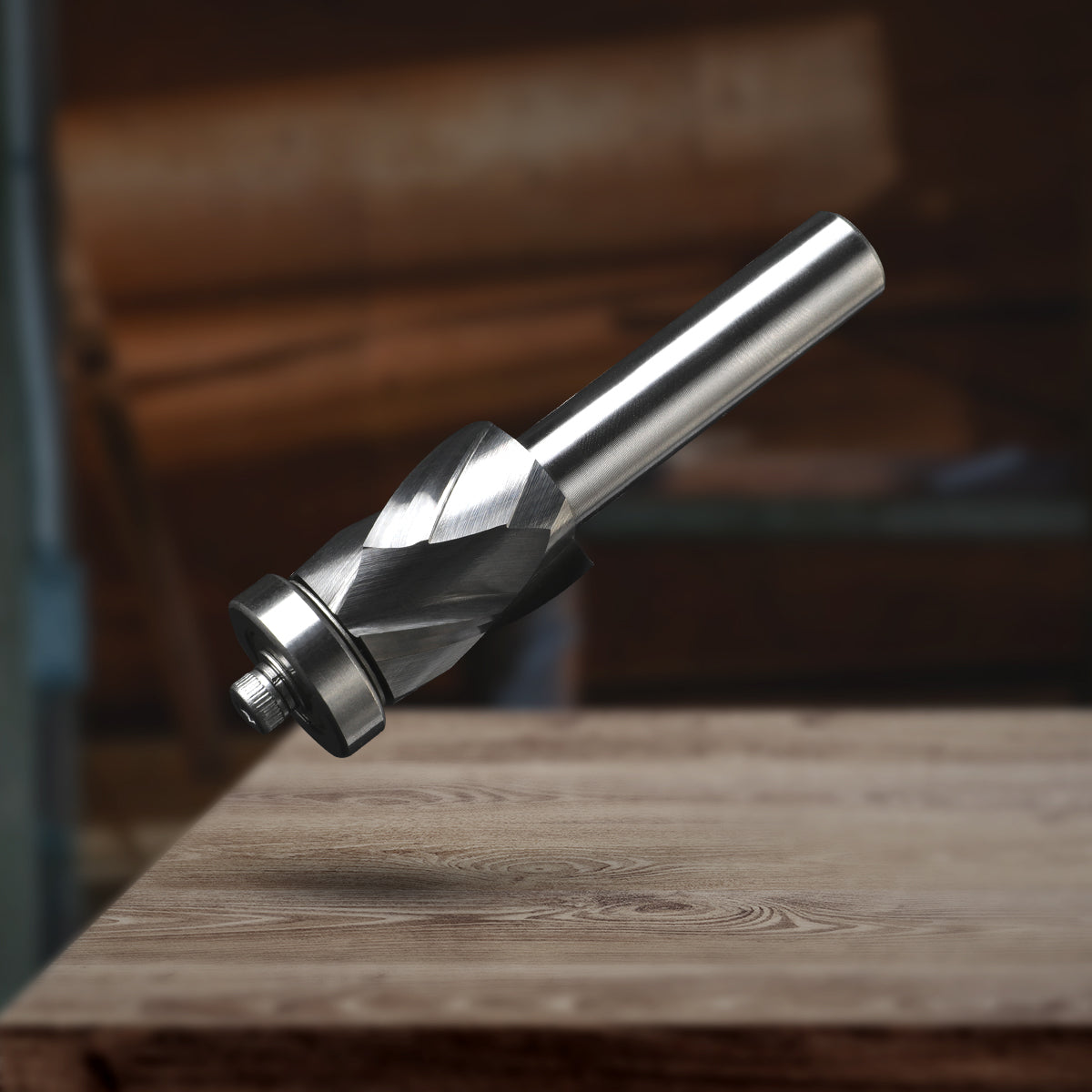 F1206 Compression Spiral Flush Trim Bit with Bottom Bearing - 1/2 SD - 7/8 CD - 1-3/16 CL - 3-11/16 OL - Zahyox