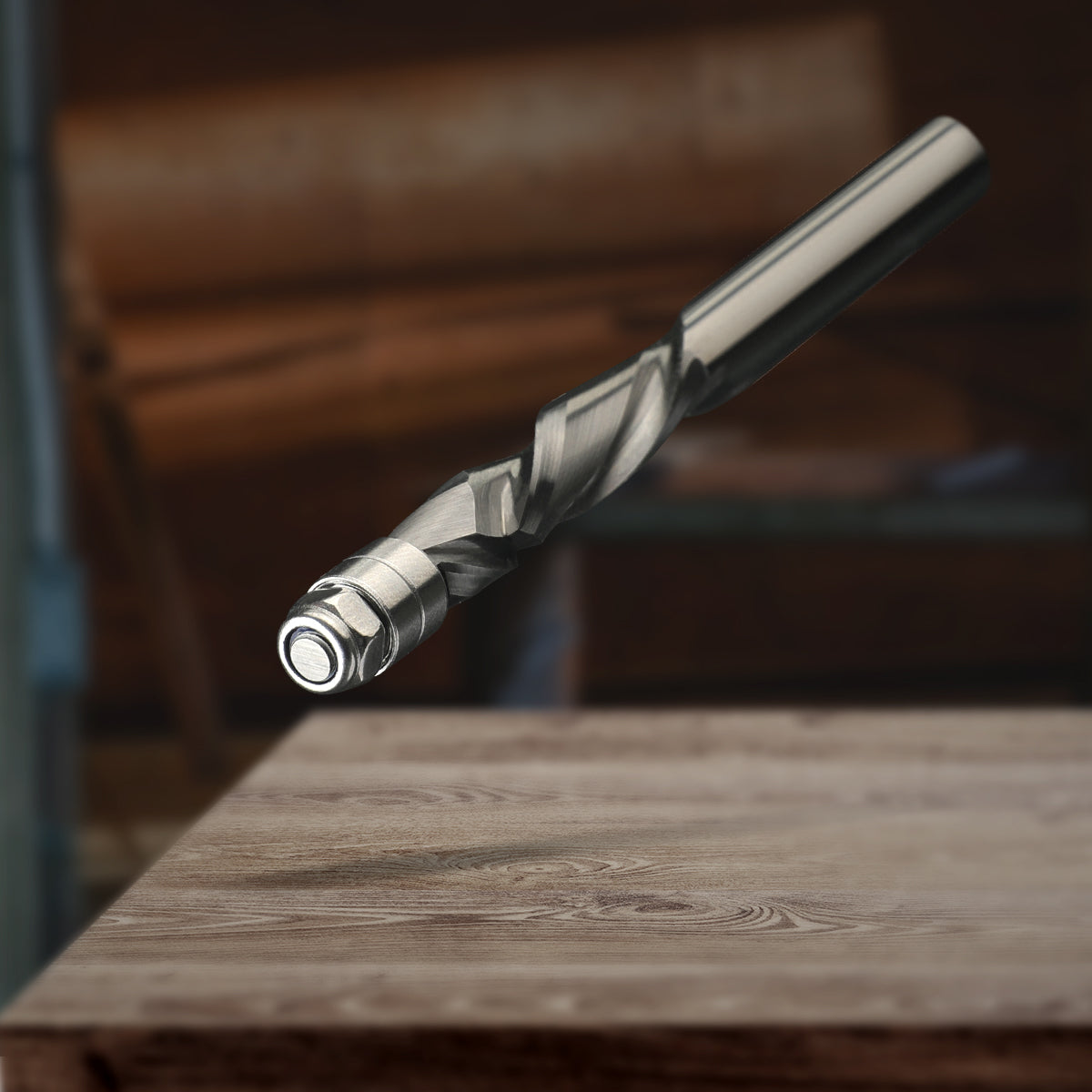 F1402 Compression Spiral Flush Trim Bit with Bottom Bearing - 1/4 SD - 1/4 CD - 1-1/8 CL - 3 OL - Zahyox