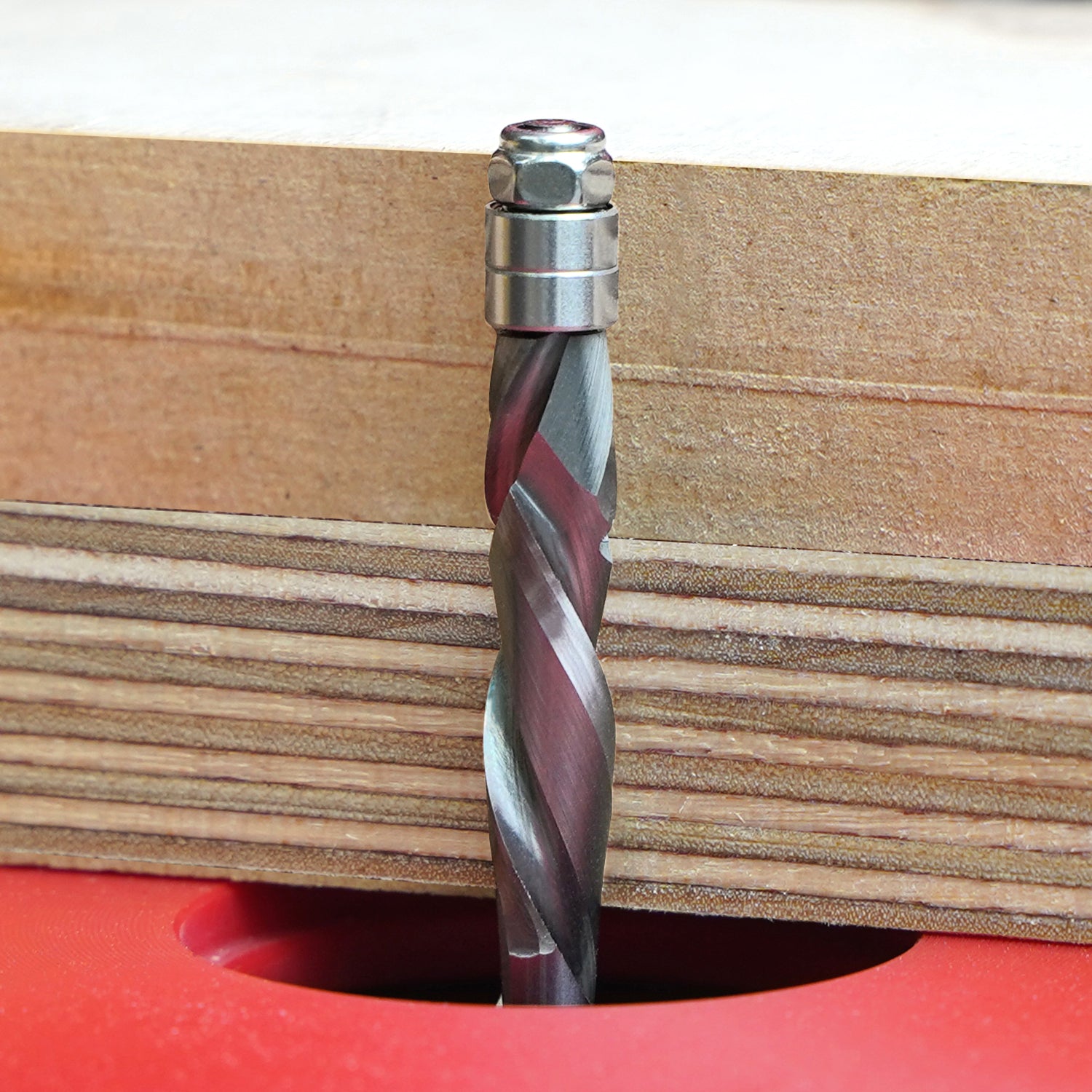 F1402 Compression Spiral Flush Trim Bit with Bottom Bearing - 1/4 SD - 1/4 CD - 1-1/8 CL - 3 OL - Zahyox