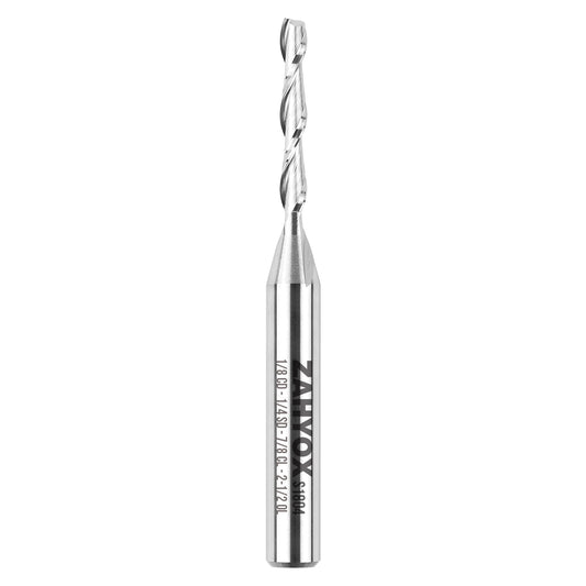 S1804 Solid Carbide Upcut Spiral Router Bit - 2Flutes - 1/4 SD - 1/8 CD - 7/8 CL - 2-1/2 OL - Zahyox