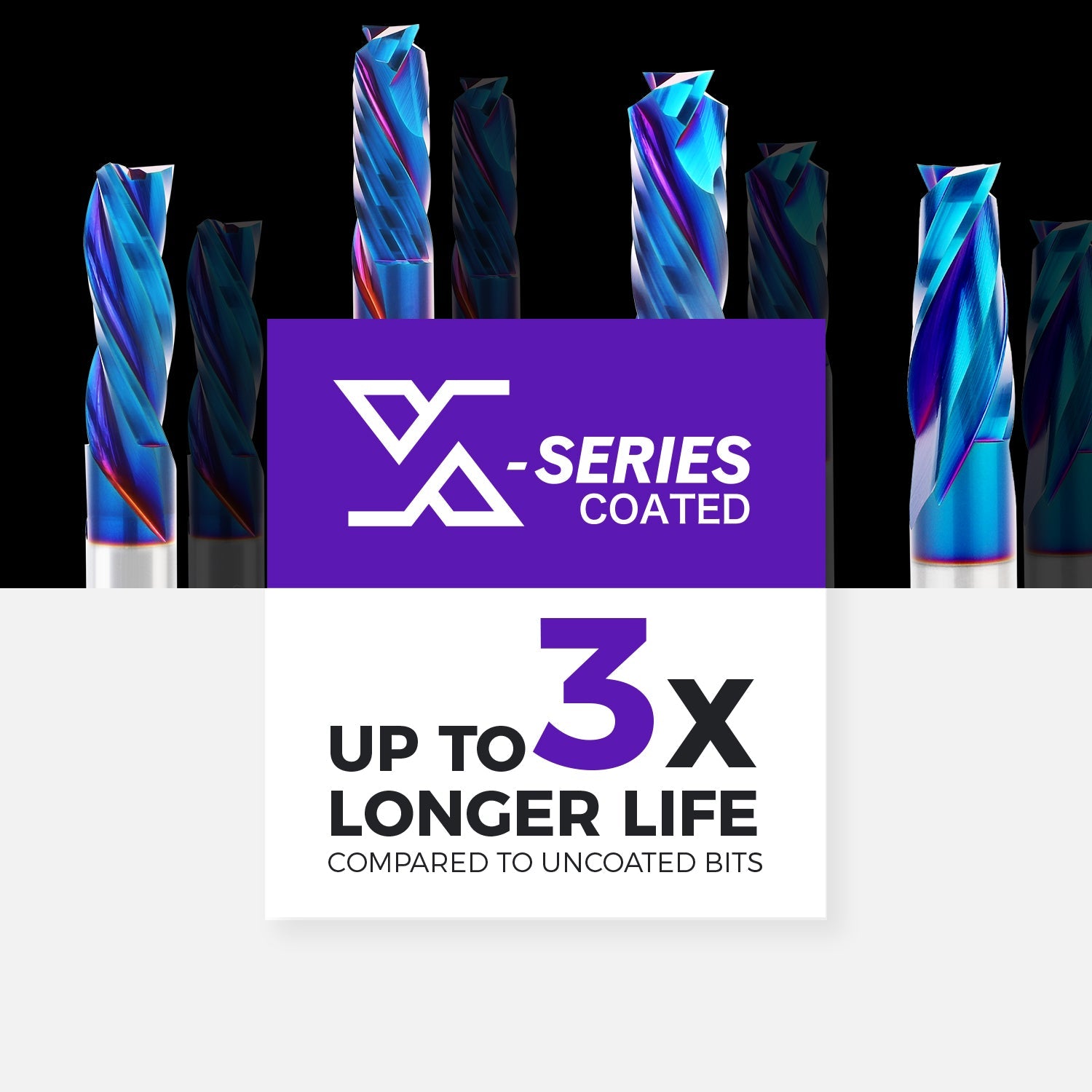 1/2" Shank Compression nACo Coated CNC Spiral Router Bit - 2 Flutes - 1/2" CD - 1-1/4" CL - 3" OL - S1201 - Zahyox