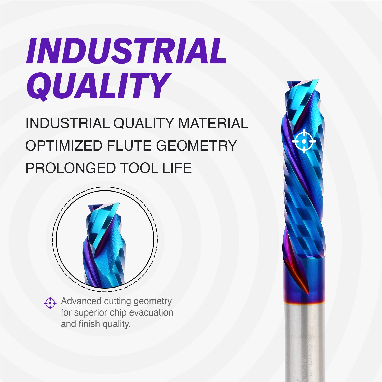 1/2" Shank Compression nACo Coated CNC Spiral Router Bit  - 2 Flutes - 1/2" CD - 2" CL - 4" OL - S1203 - Zahyox