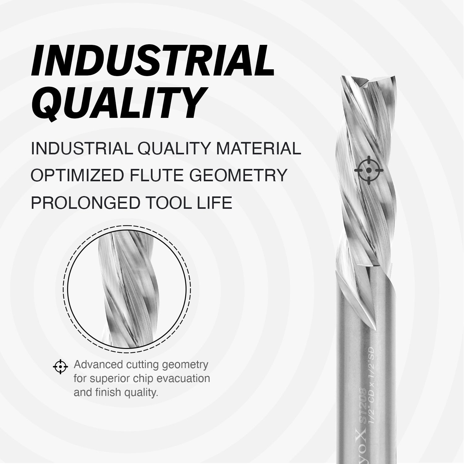 1/2" Shank Downcut Solid Carbide CNC Spiral Router Bit - 3 Flutes - 1/2" CD - 1-1/2" CL - 3-1/2" OL - S1208 - Zahyox