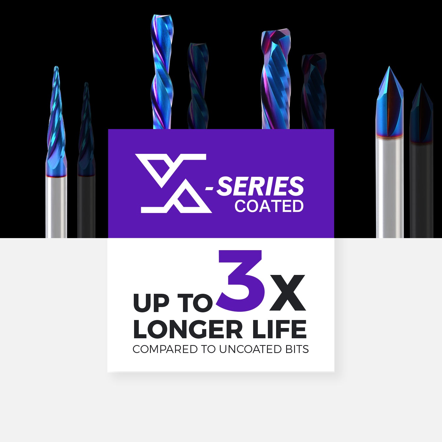 S1405 Solid Carbide nACo Coated Compression Spiral Router Bit - 2Flutes - 1/4 SD - 1/4 CD - 7/8 CL - 2-1/2 OL - Zahyox