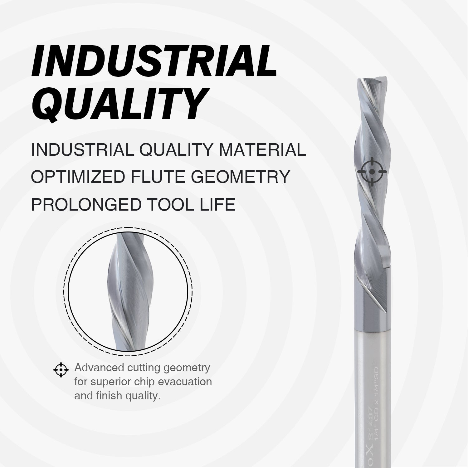 S1407 Solid Carbide TiAlN Coated Downcut Spiral Router Bit - 2 Flutes - 1/4 SD - 1/4 CD - 1-1/4 CL - 3 OL - Zahyox