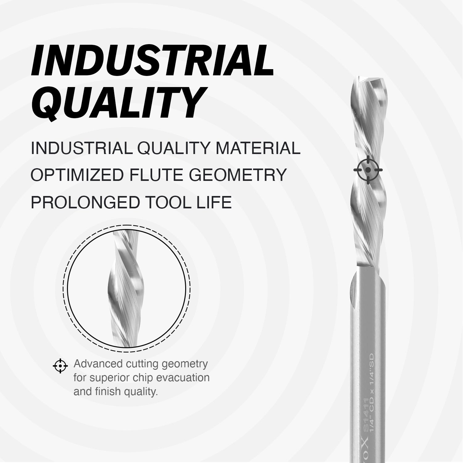 S1411 Solid Carbide Downcut Spiral Router Bit - 2Flutes - 1/4 SD - 1/4 CD - 1-1/4 CL - 3 OL - Zahyox
