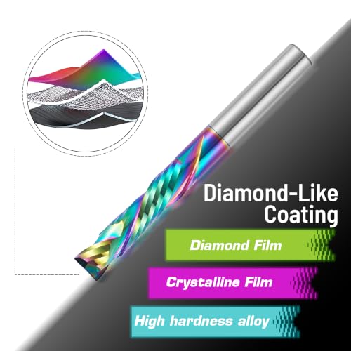 S1428 DLC Coated Compression CNC Router Bit - 2 Flutes - 1/4" SD - 1/4" CD - 1" CL - 2-1/2" OL (5 Pack)