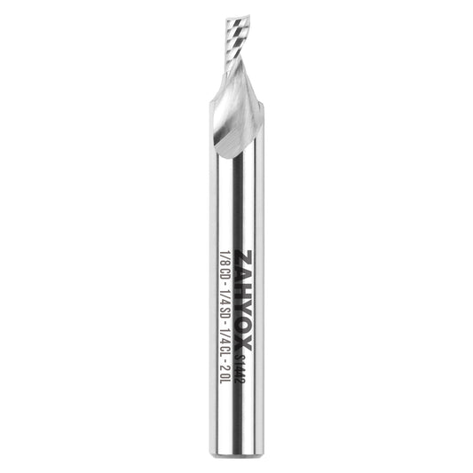 S1442 Solid Carbide Upcut Spiral Router Bit - O Flutes - 1/8 CD - 1/4 SD - 1/4 CL - 2 OL - Zahyox