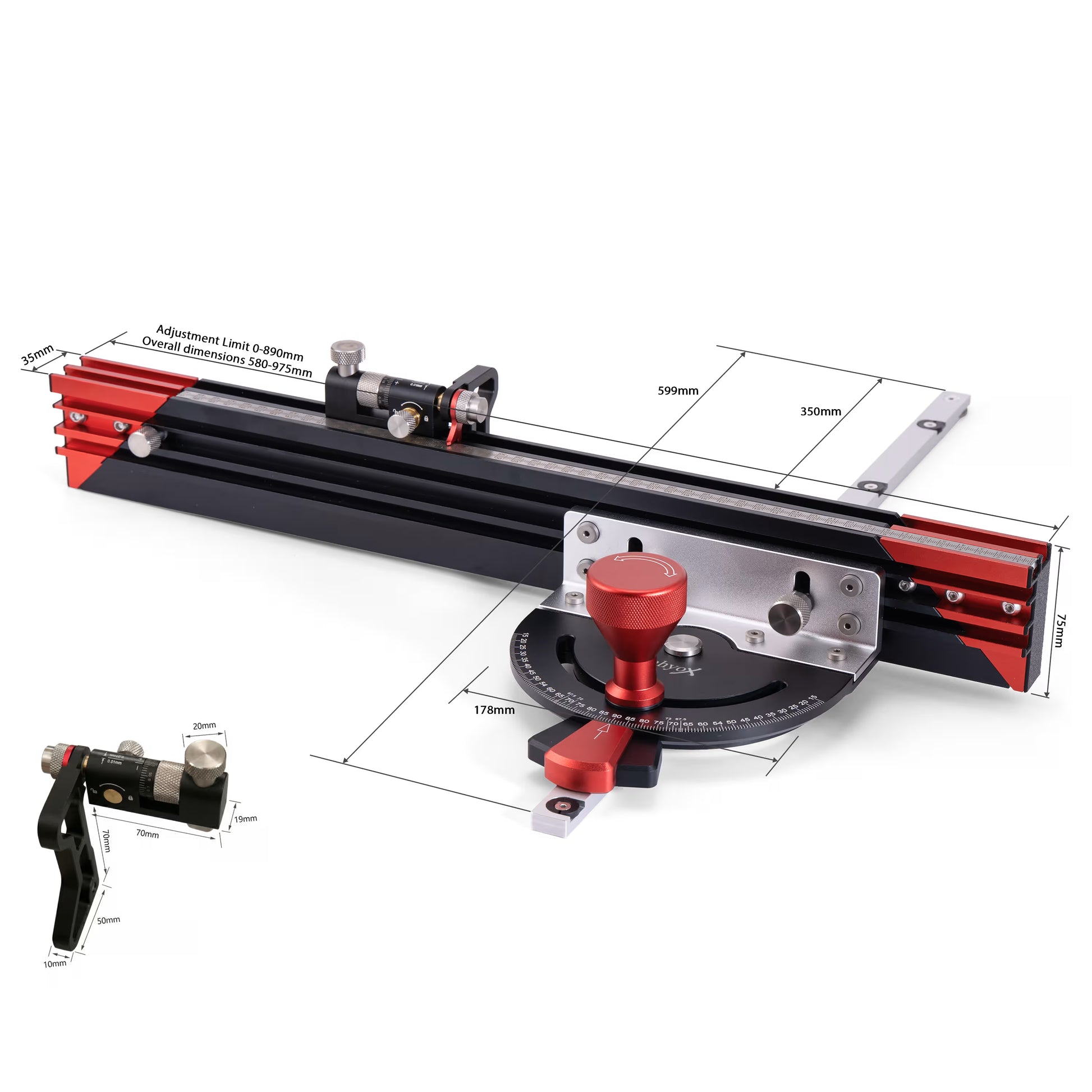 Table Saw Miter Gauge with 890mm Extendable Fence - Zahyox