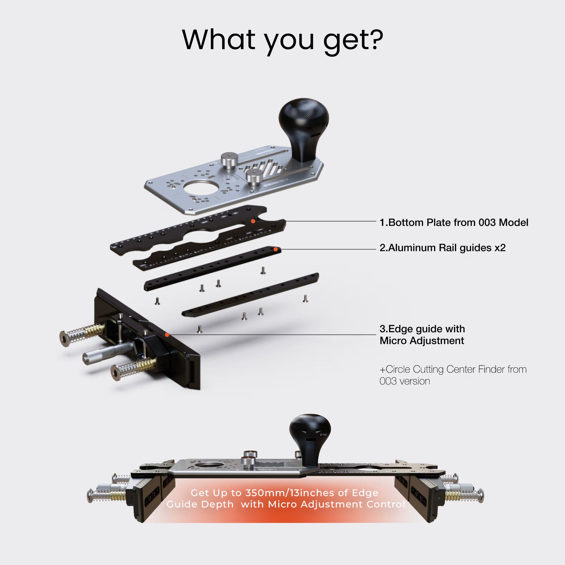 Pioneer Lite Upgrade Add-on Kit | Edge Guide + Pioneer 003 Bottom Plate - Zahyox