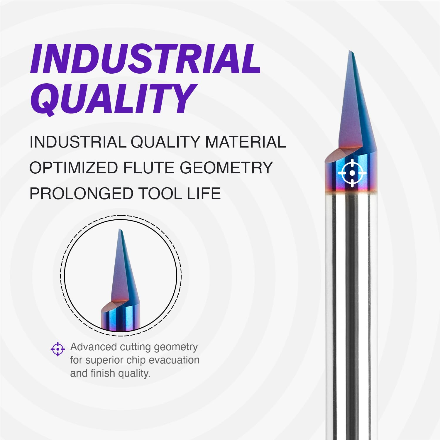 V1404 30 Degree nACo Coated V-Groove Carve Bit - 1 Flute - 30°-  0.04" CD - 1/4" SD - 0.388" CL - 2“ OL - Zahyox