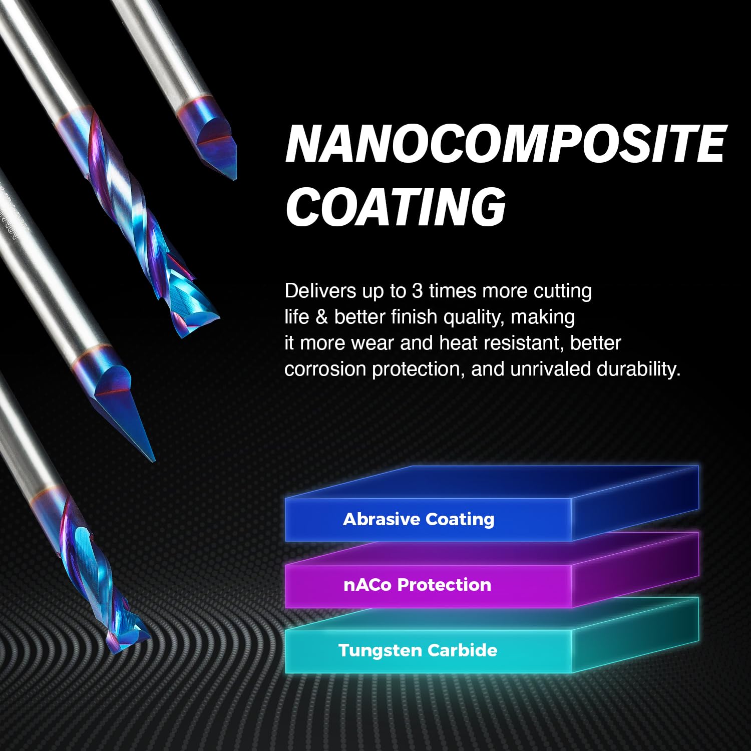 V1404 30 Degree nACo Coated V-Groove Carve Bit - 1 Flute - 30°-  0.04" CD - 1/4" SD - 0.388" CL - 2“ OL - Zahyox