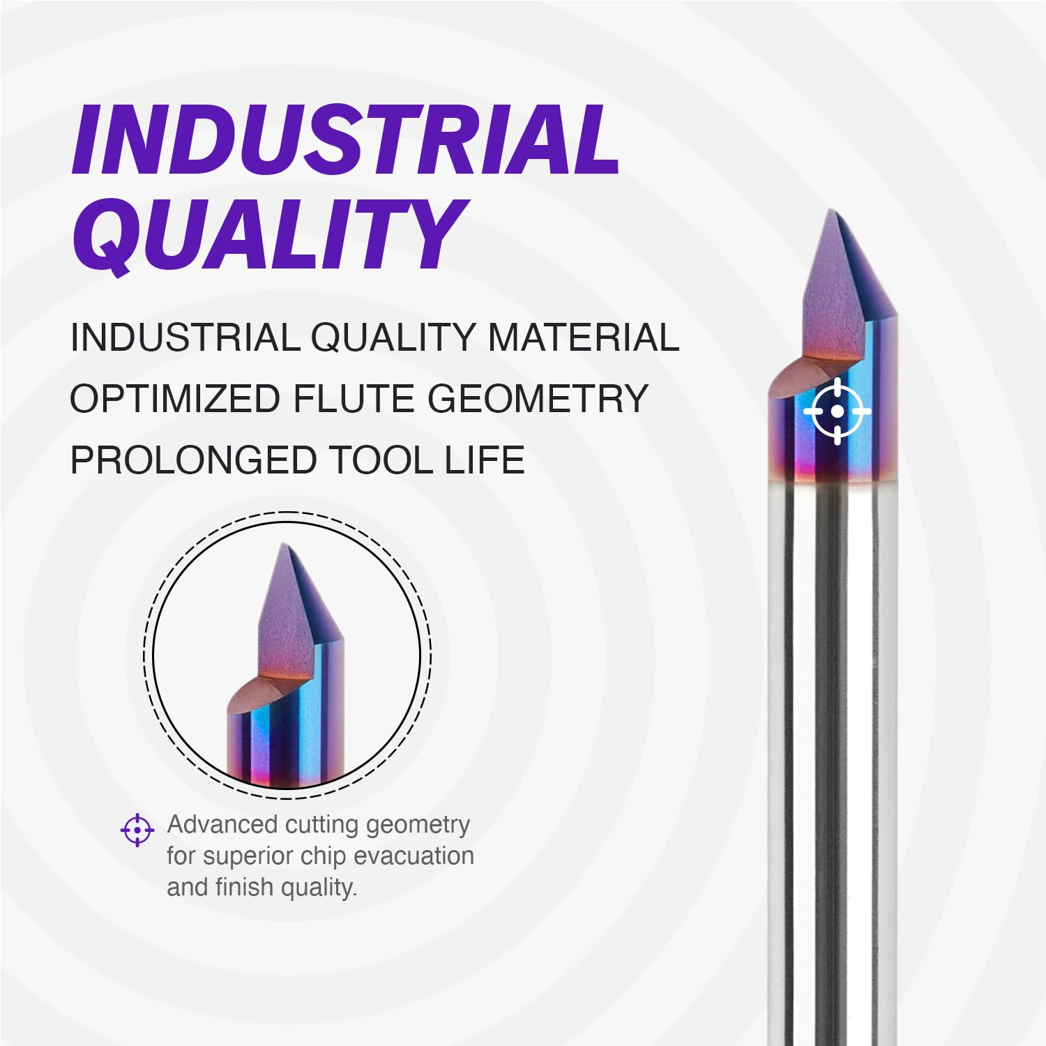 V1403 60 Degree nACo Coated V-Groove Carve Bit - 1 Flute - 60°-  1/4" SD - 0.04" CD - 0.182"CL - 2 OL - Zahyox