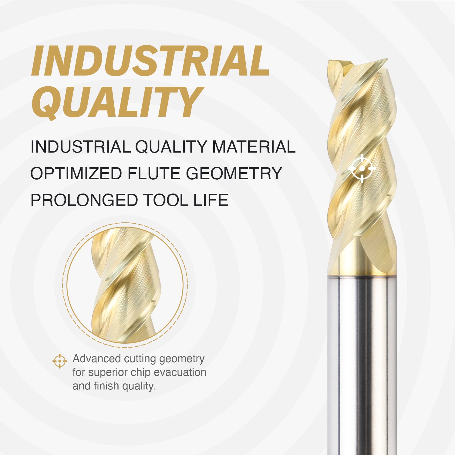 M1202 - CNC Square End Mill, Aluminum Cutting 1/2“ SD x 1/2” CD x 1-1/4“ LOC x 3” OAL x 3 Flute ZrN SC Coated Up-Cut Router Bit - Zahyox