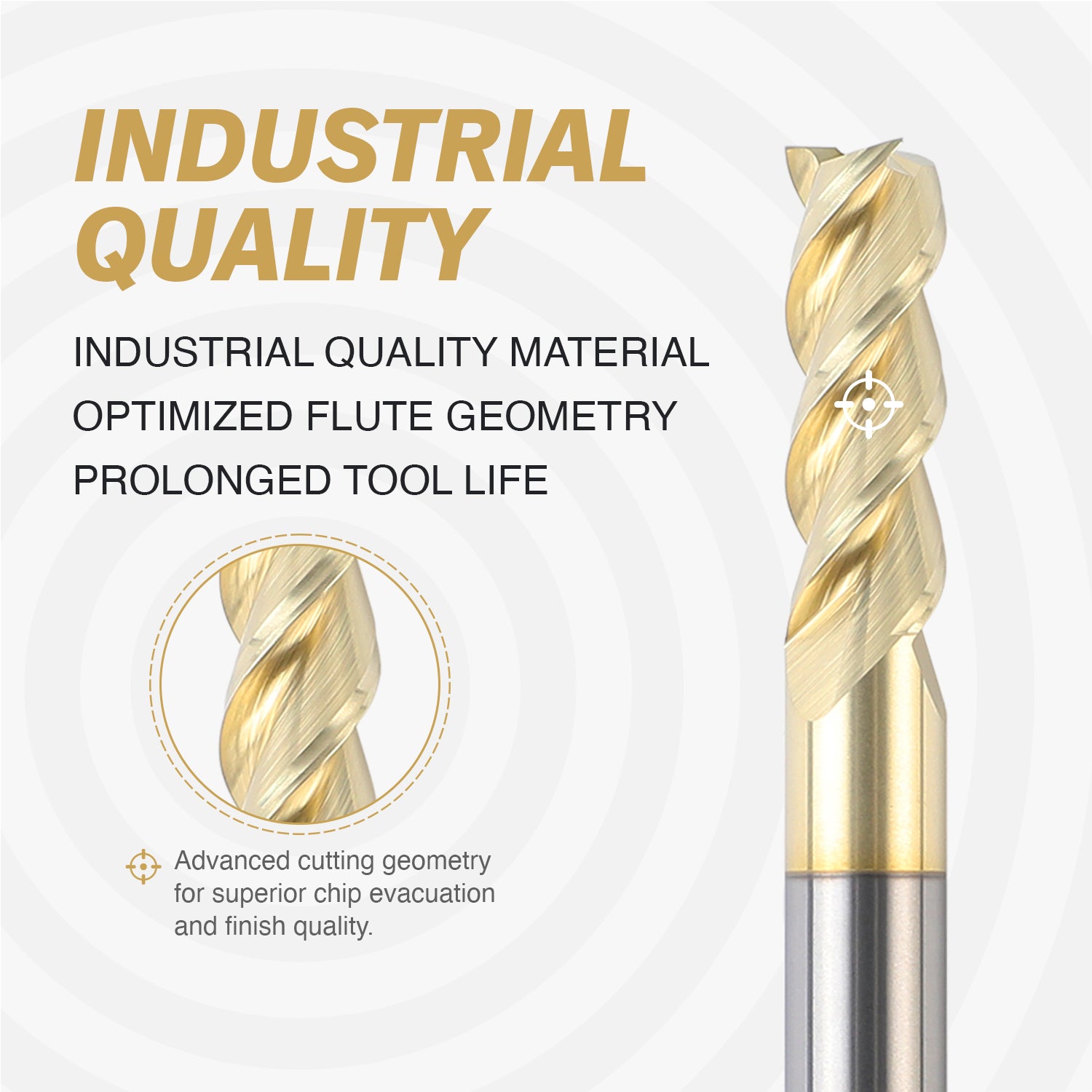 M1407 ZrN Coated Upcut End Mill for Aluminum - 3 Flutes - 1/4 Dia - 1/4 Shank - 3/4 LOC - 2-1/2 OAL - Zahyox