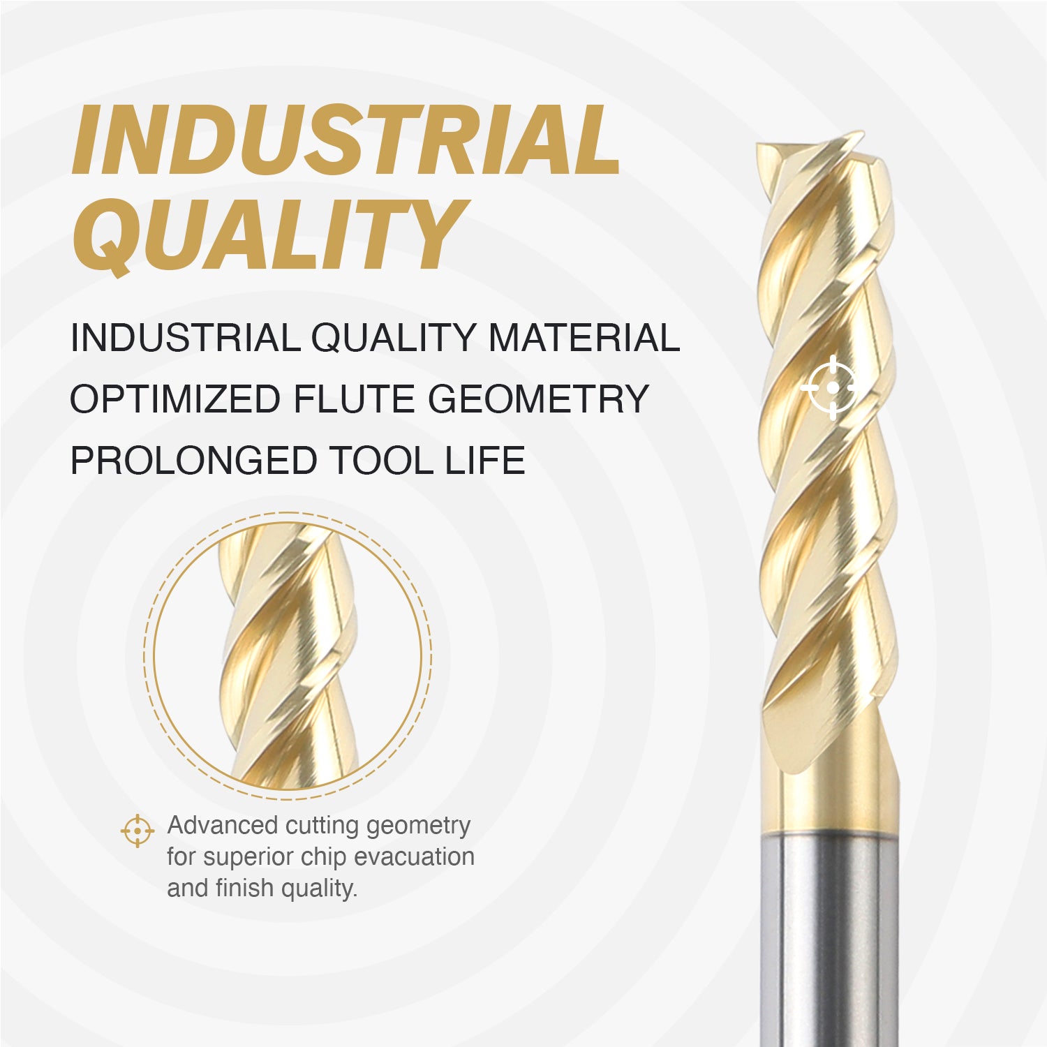 M1409 ZrN Coated Upcut End Mill for Aluminum - 3 Flutes - 1/4 Dia - 1/4 Shank - 1 LOC - 3-1/2 OAL - Zahyox