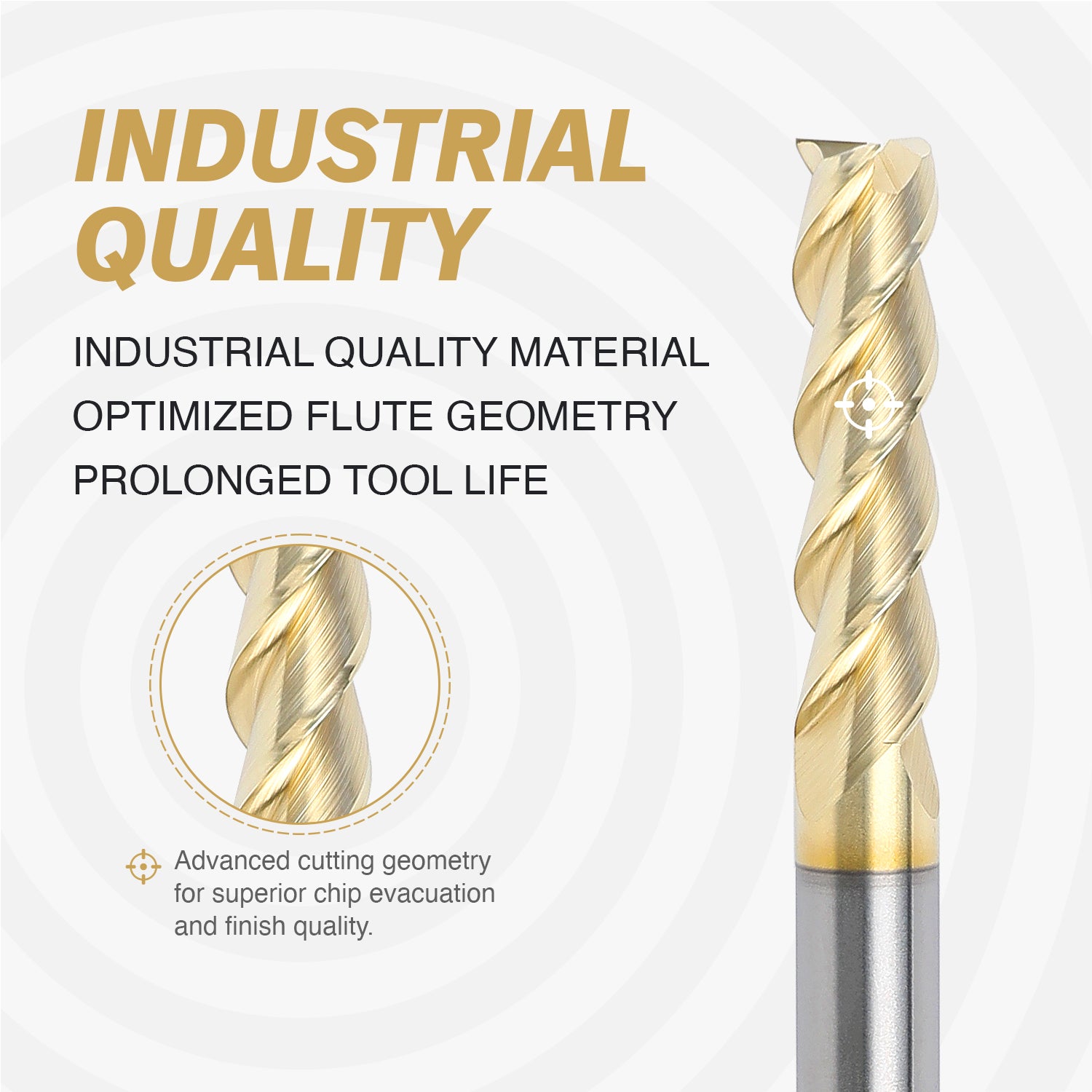 M1410 ZrN Coated Upcut End Mill for Aluminum - 3 Flutes - 1/4 Dia - 1/4 Shank - 1 LOC - 4 OAL - Zahyox