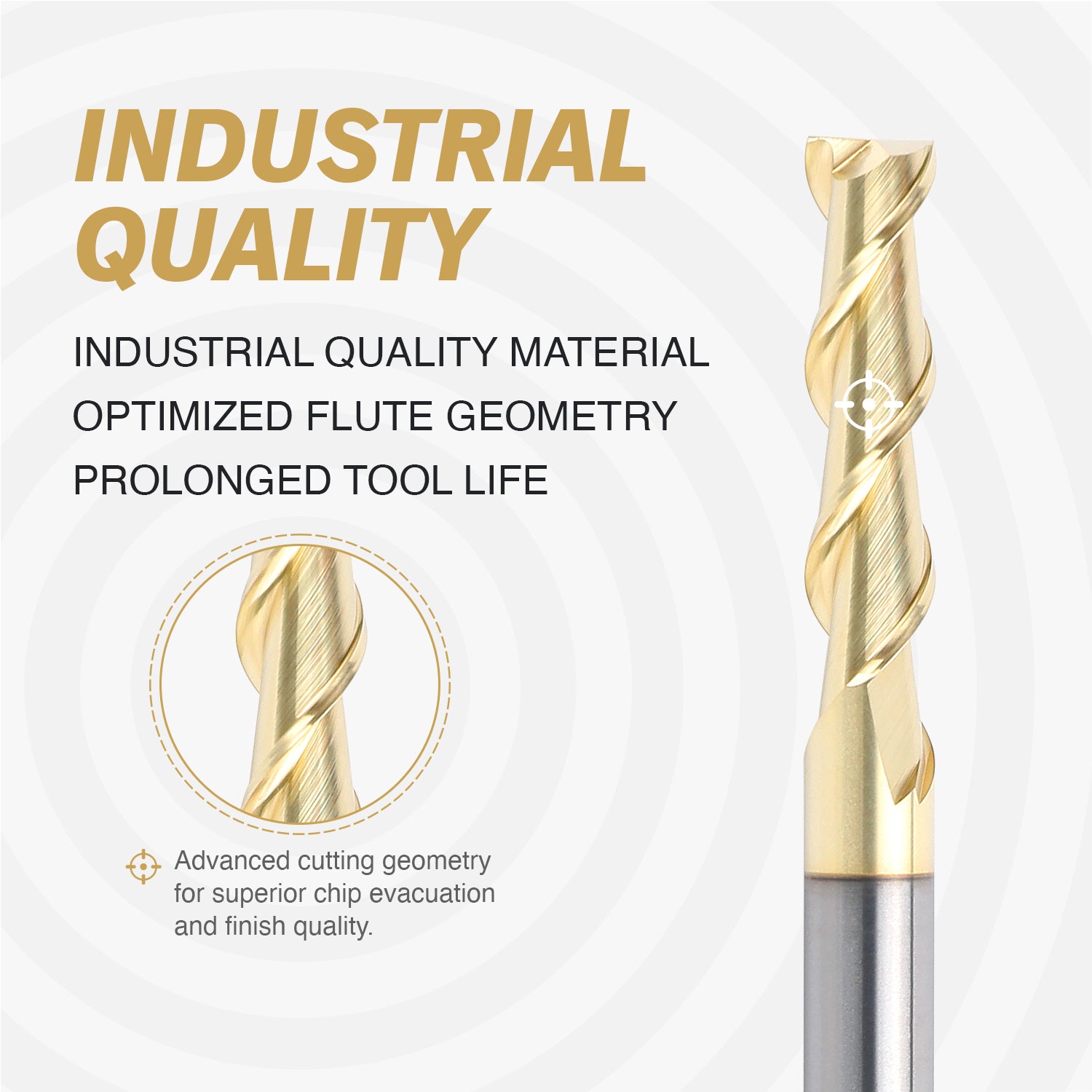 M1411 ZrN Coated Upcut End Mill for Aluminum - 2 Flutes - 1/4 Dia - 1/4 Shank - 1 LOC - 3-1/2 OAL - Zahyox