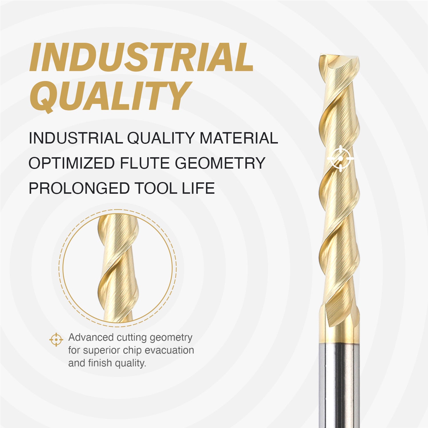 M1412 ZrN Coated Upcut End Mill for Aluminum - 2 Flutes - 1/4 Dia - 1/4 Shank - 1-1/2 LOC - 4 OAL - Zahyox
