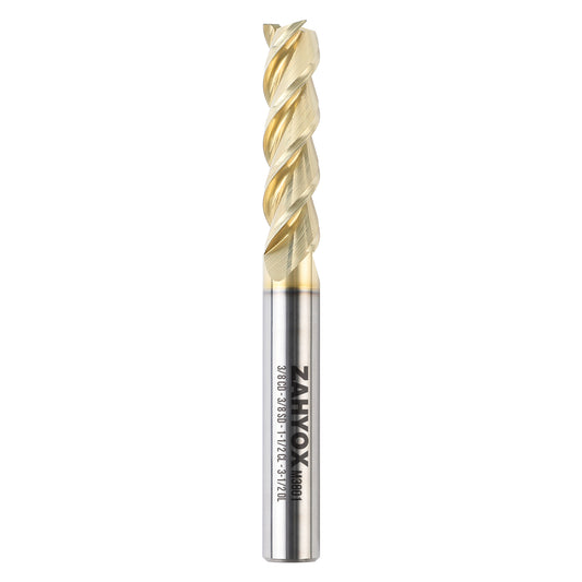 M3801 Solid Carbide ZrN Coated Upcut Spiral Router Bit - 3 Flutes - 3/8 SD - 3/8 CD - 1-1/2 CL - 3-1/2 OL