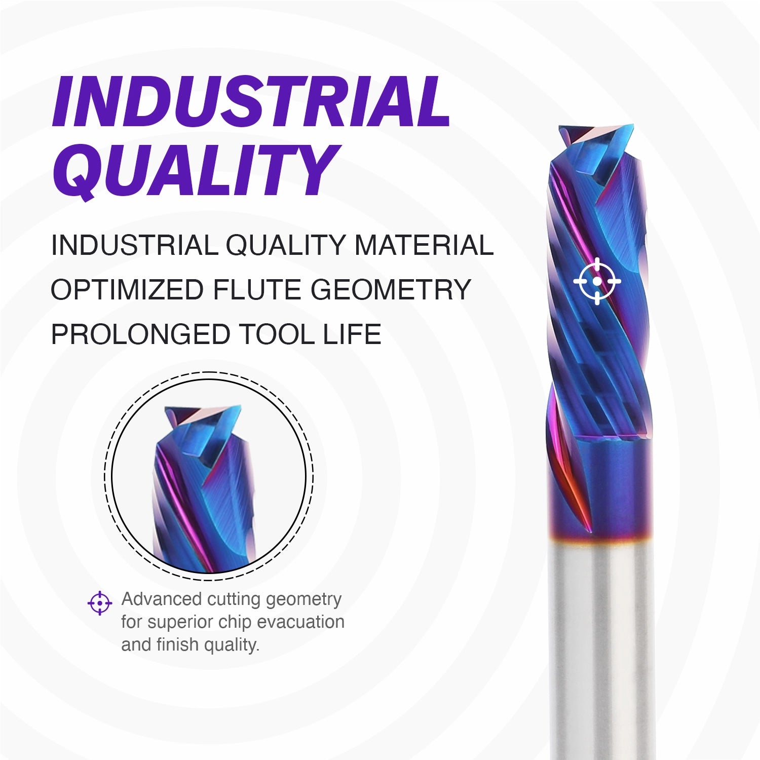 3/8" Shank Compression nACo Coated CNC Spiral Router Bit - 2 Flutes - 3/8" Cutting Dia - 1-1/16" LOC - 3OAL - S3801 - Zahyox