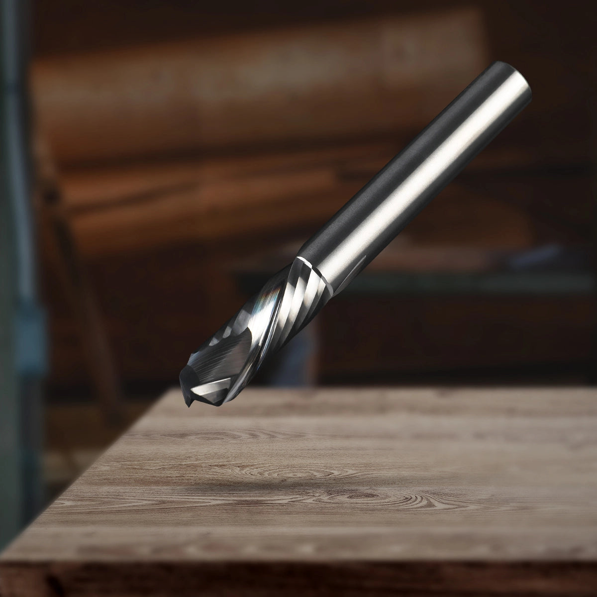 3/8" Shank Solid Carbide Compression CNC Spiral Router Bit - 2 Flutes - 3/8" Cutting Dia - 1-1/16" LOC - 3" OAL - S3802 - Zahyox