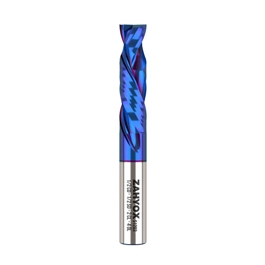 1/2" Shank Compression nACo Coated CNC Spiral Router Bit  - 2 Flutes - 1/2" CD - 2" CL - 4" OL - S1203 - Zahyox