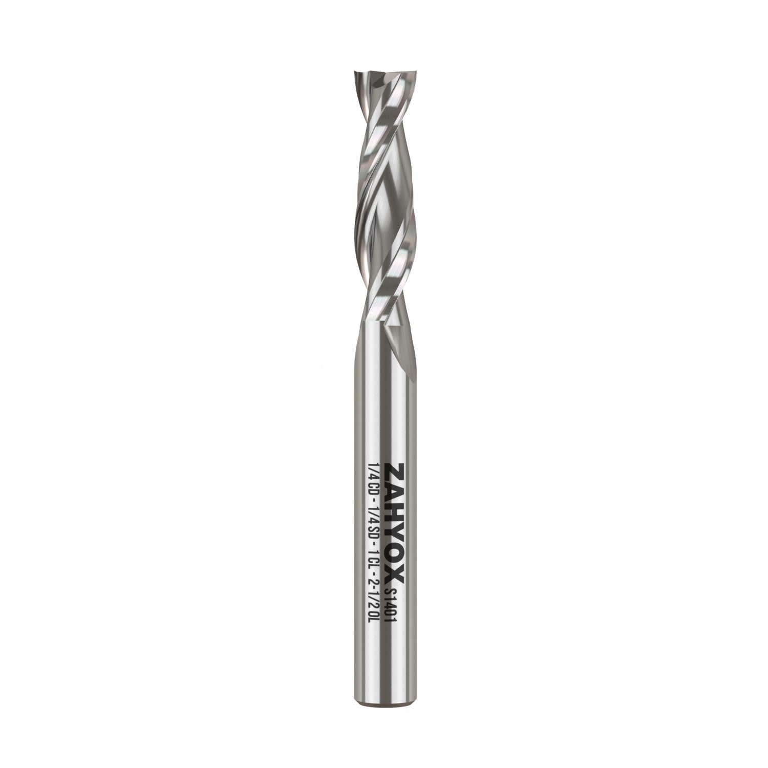 S1401 Solid Carbide Upcut Spiral Router Bit - 2Flutes - 1/4 SD - 1/4 CD - 1 CL - 2-1/2 OL - Zahyox