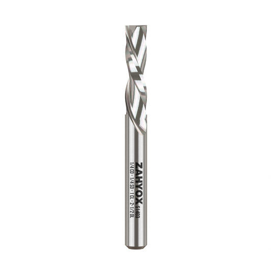 S1403 Solid Carbide Downcut Spiral Router Bit - 2Flutes - 1/4 SD - 1/4 CD - 1 CL - 2-1/2 OL - Zahyox