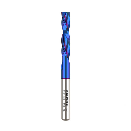 S1408 Solid Carbide Nano Coated Downcut Spiral Router Bit - 2Flutes - 1/4 SD - 1/4 CD - 1-1/4 CL - 3 OL