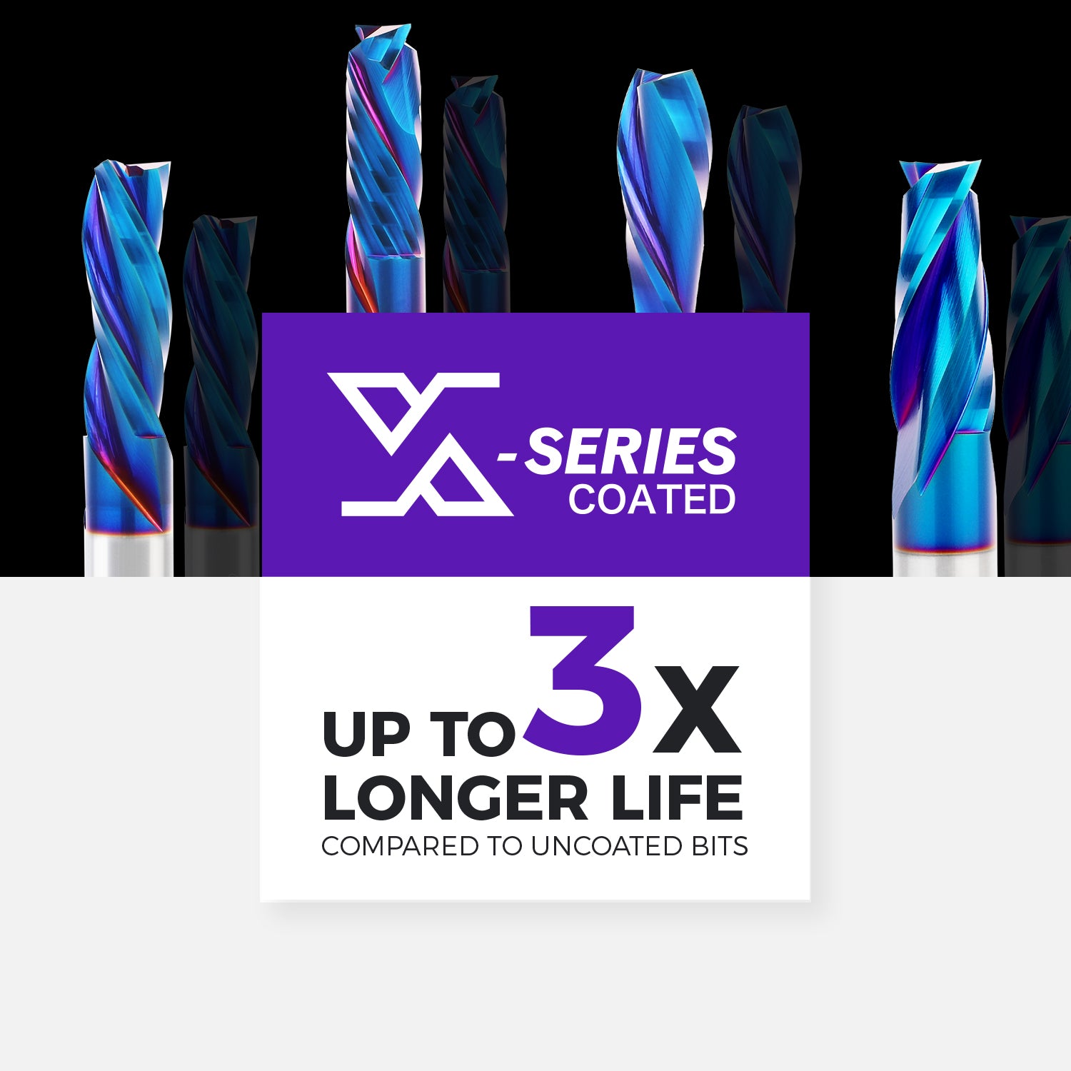 3/8" Shank Downcut nACo Coated CNC Spiral Router Bit - 2 Flutes - 3/8" Cutting Dia - 1" LOC - 2-1/2" OAL - S3807 - Zahyox