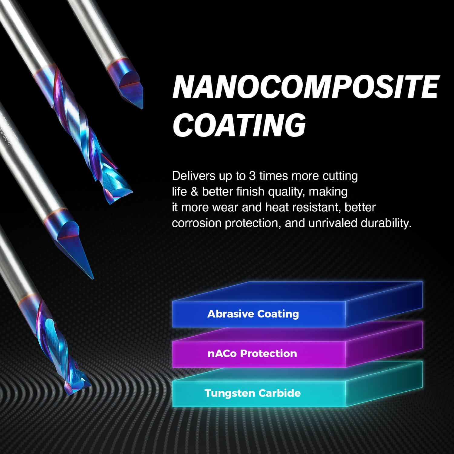 3/8" Shank Compression nACo Coated Spiral Router Bit - 2 Flutes - 3/8" Cutting Dia - 1-1/16" LOC - 3" OAL - S3812 PRO - Zahyox
