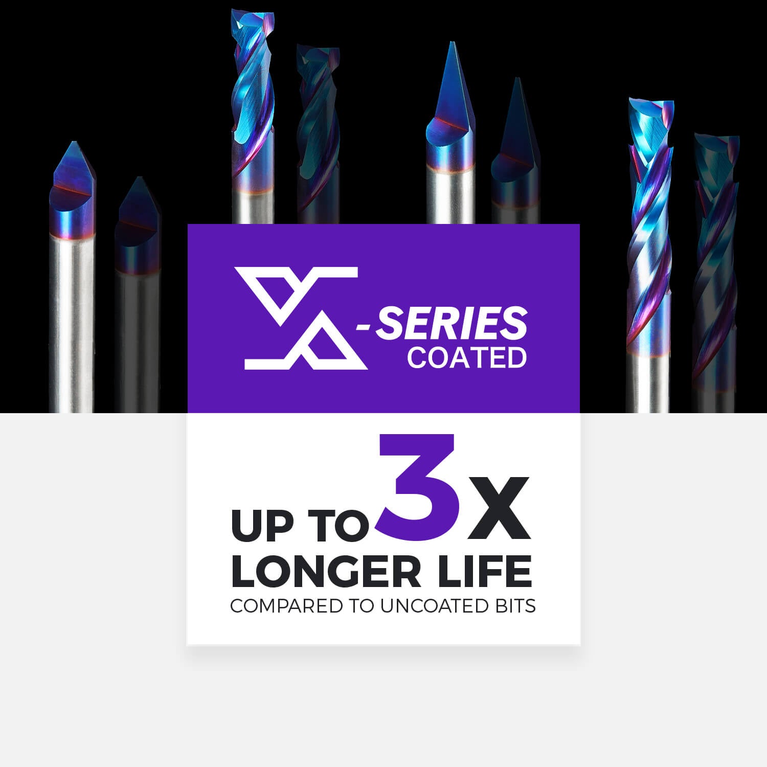 3/8" Shank Compression nACo Coated Spiral Router Bit - 2 Flutes - 3/8" Cutting Dia - 1-1/16" LOC - 3" OAL - S3812 PRO - Zahyox