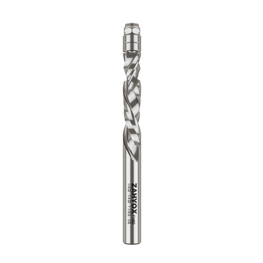 F1402 Compression Spiral Flush Trim Bit with Bottom Bearing - 1/4 SD - 1/4 CD - 1-1/8 CL - 3 OL - Zahyox