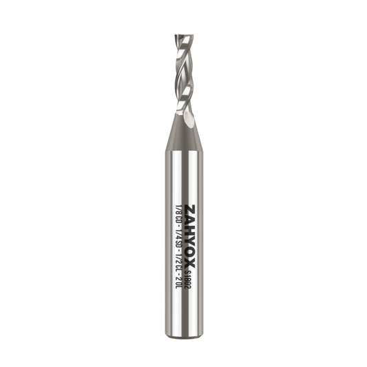 S1802 Solid Carbide Upcut Spiral Router Bit - 2Flutes - 1/4 SD - 1/8 CD - 1/2 CL - 2 OL - Zahyox