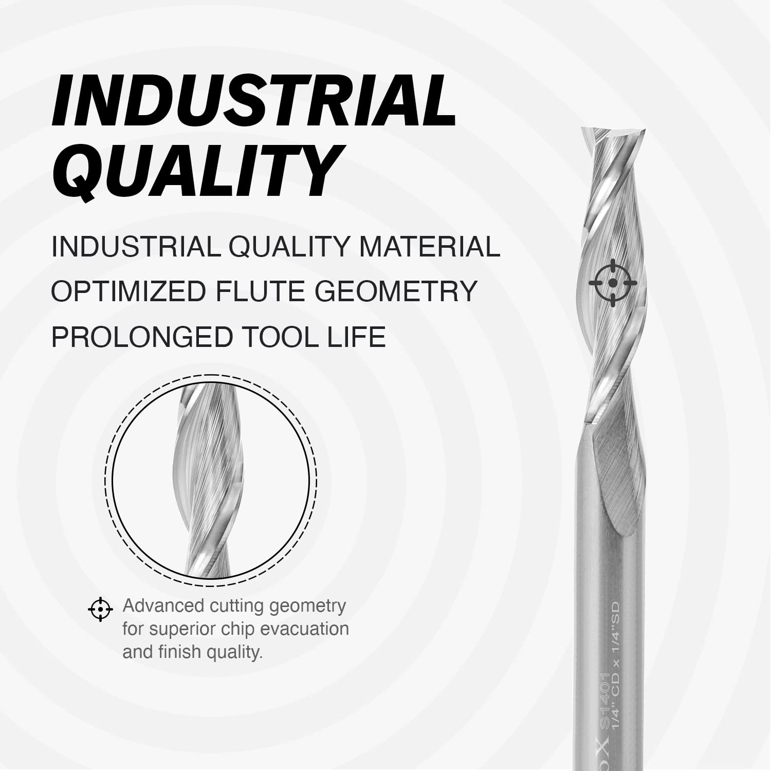 S1401 Solid Carbide Upcut Spiral Router Bit - 2Flutes - 1/4 SD - 1/4 CD - 1 CL - 2-1/2 OL - Zahyox