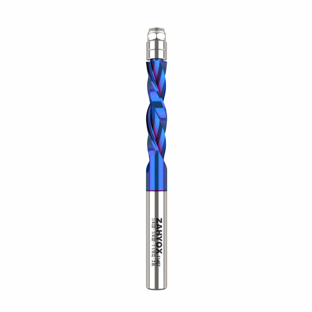 Compression Pattern Router Bit with Top Bearing - 1/4 Shank