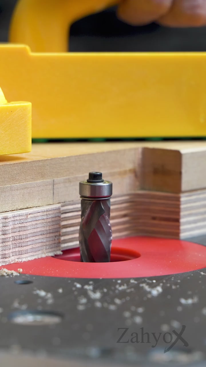 F1404 Compression Flush Trim Router Bit with Bottom Bearing - 1/4 SD - 1/2 CD - 1 CL - 2-1/2 OL