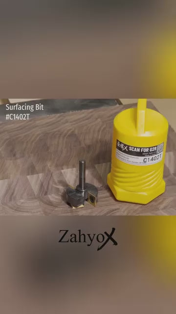 CNC-Fräser zum Oberflächenbearbeiten von Spoilboards | 1/4" Schaft, 4 Schneiden, 1-3/8" Durchmesser | Hartmetall-TiN-beschichteter Fräser zum Abflachen von Platten - C1402T