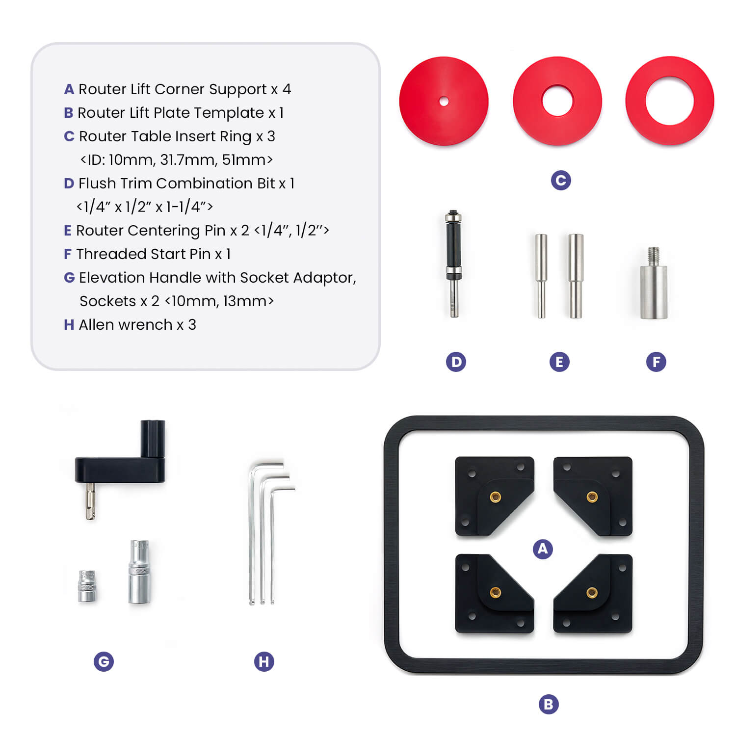65mm Router Lift ZahyoX Router Lift for 107mm/88.9mm/65mm/69mm (4.2